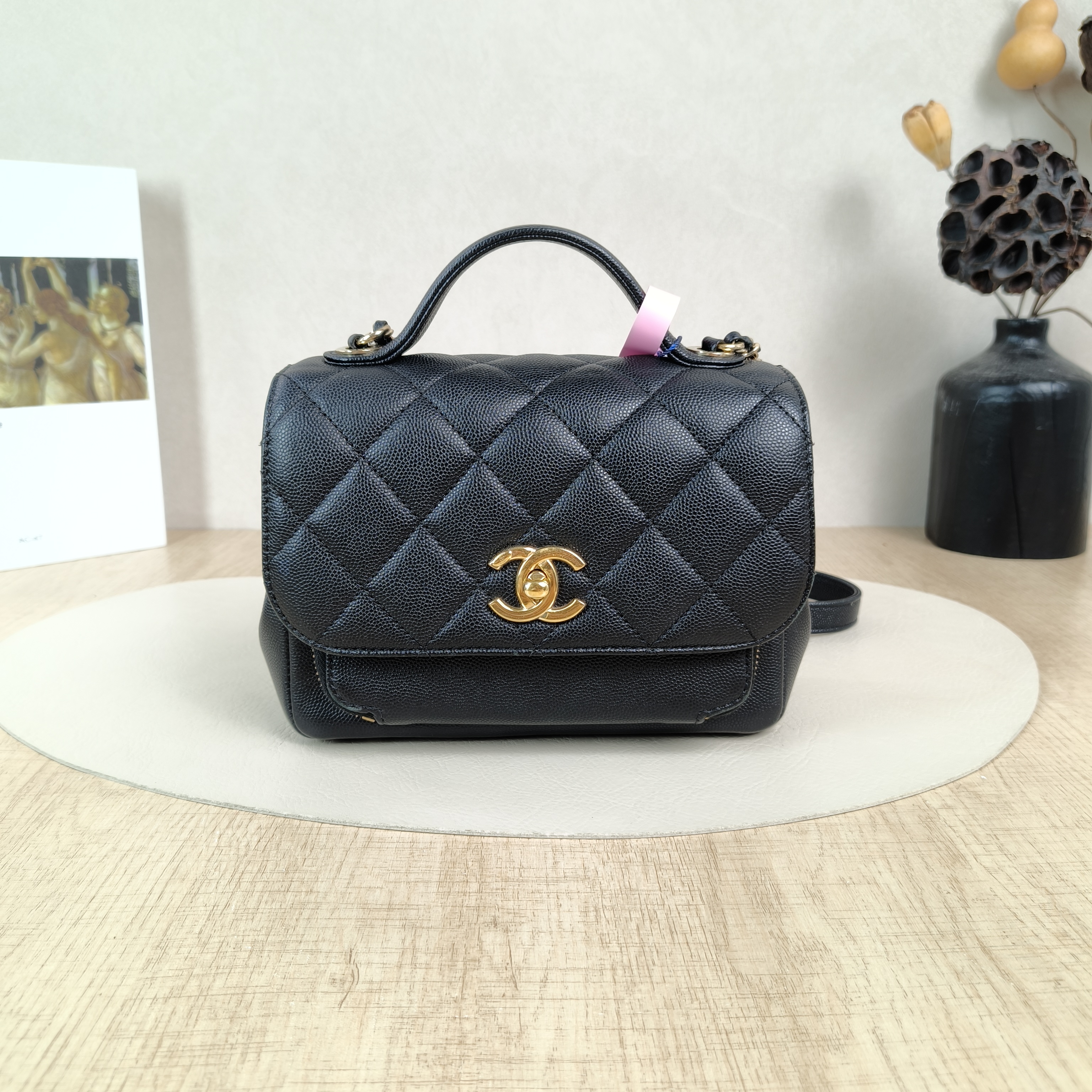 Chanel Crossbody Bagaffinity Messenger Bag Black Grained Calfskin Small19 × 7 × 14 cm