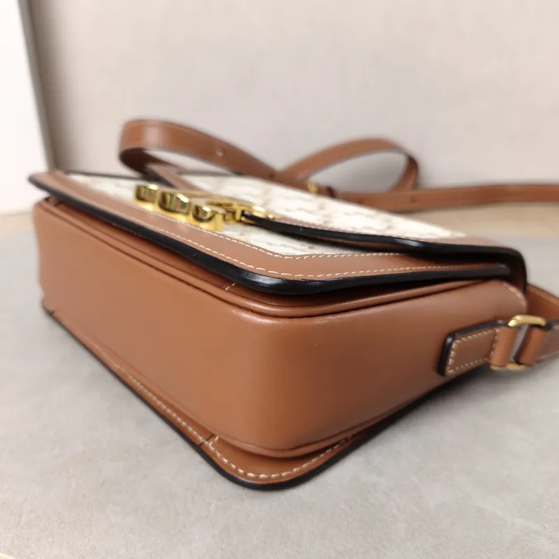 CELINE Crossbody Bag Teen Triomphe White PVC Small18.5 × 6 × 14 cm — detail view 1 of 16