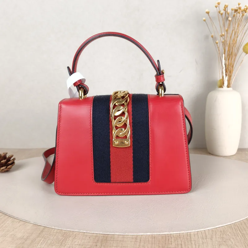 GUCCI Crossbody Bag Sylvie Edition Red Calfskin Mini 20 × 8 × 14 cm — cover view 5 of 5