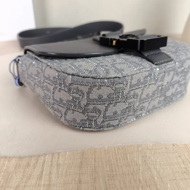 DIOR Crossbody Bag Grey Canvas Mini 20 × 5.5 × 13.5 cm — detail view 6 of 11