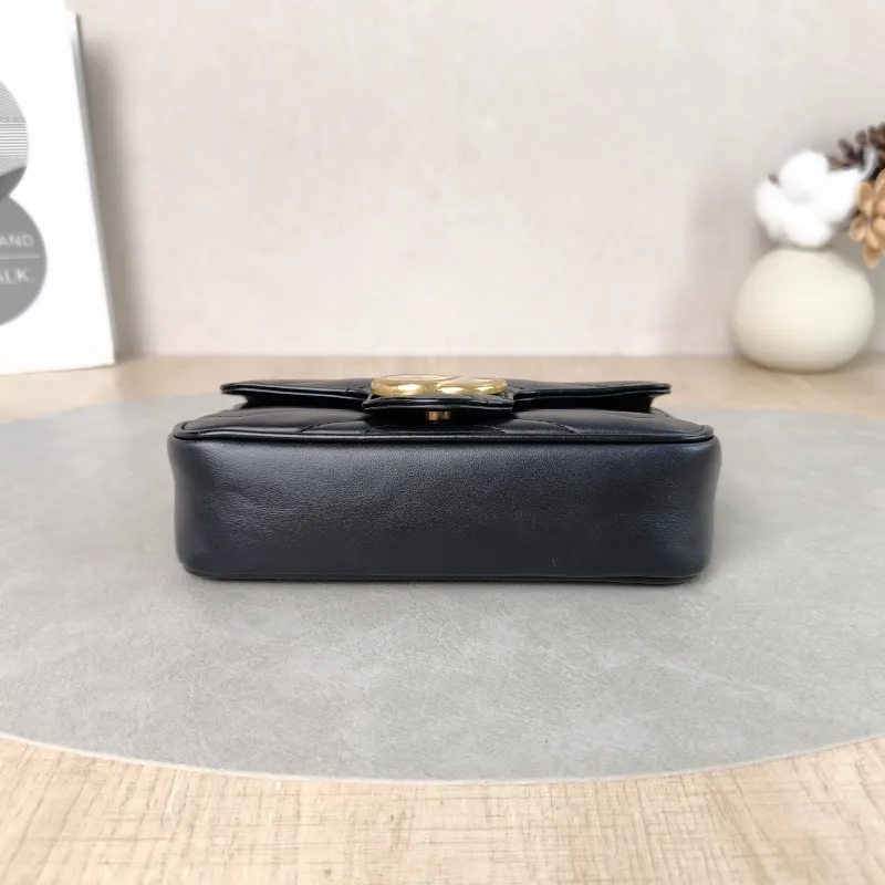 GUCCI Crossbody Bag GG Marmont Mini Marmont Mini Black Calfskin Mini 16.5 × 4.5 × 9.5 cm — cover view 5 of 6