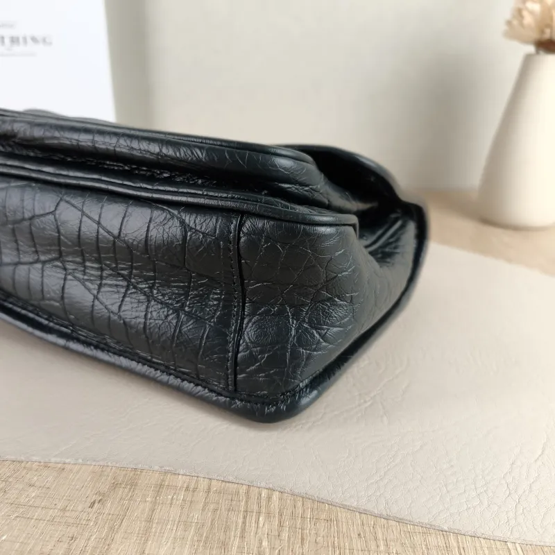 SAINT LAURENT Crossbody Bag Niki D Green Waxed Leather Small 21 × 7.5 × 16 cm — detail view 7 of 12