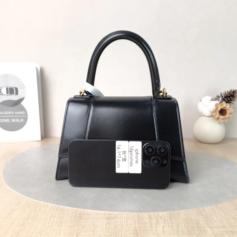 BALENCIAGA Crossbody Bag Hourglass Hourglass Bag Black Calfskin S 23 × 10 × 14 cm — cover view 4 of 5