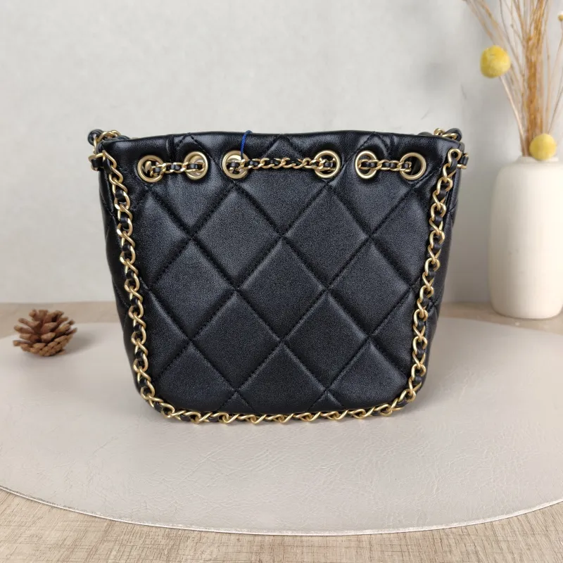 Chanel Shoulder Bag Bucket Bag Black Lambskin One Size 22 × 8 × 17 cm — cover view 3 of 5