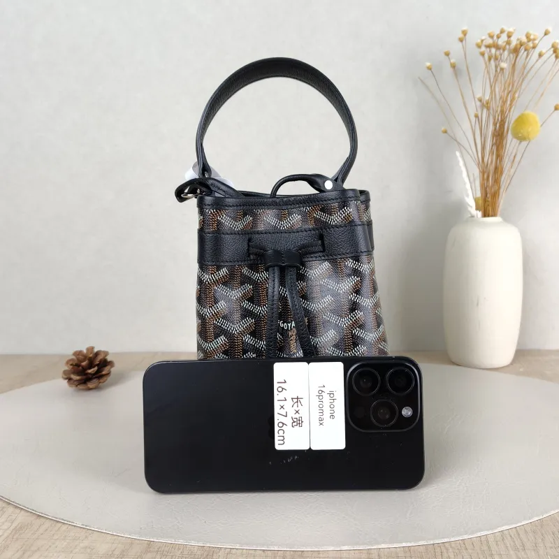 GOYARD Crossbody Bag Petit Flot Black ine Canvas12 × 10 × 17.5 cm — cover view 3 of 5