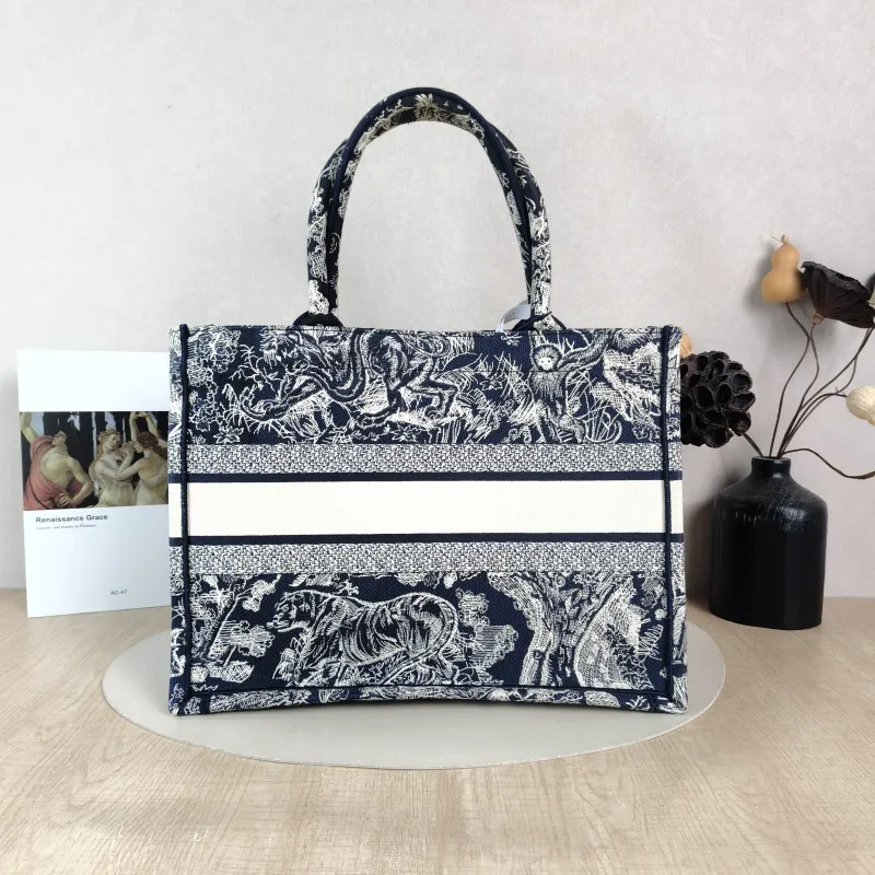 DIOR Top Handle Bag Book Tote Collection · Blue White Canvas Medium 36 × 16.5 × 27.5 cm — cover view 3 of 5