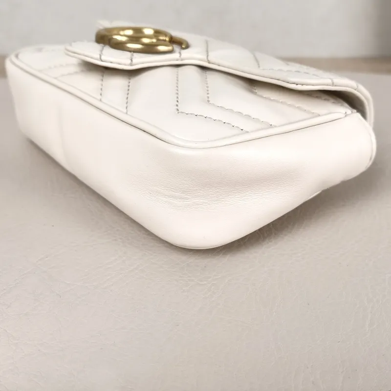 GUCCI Crossbody Bag GG Marmont Mini Marmont Mini White Calfskin Mini 16.5 × 4.5 × 9.5 cm — detail view 4 of 11
