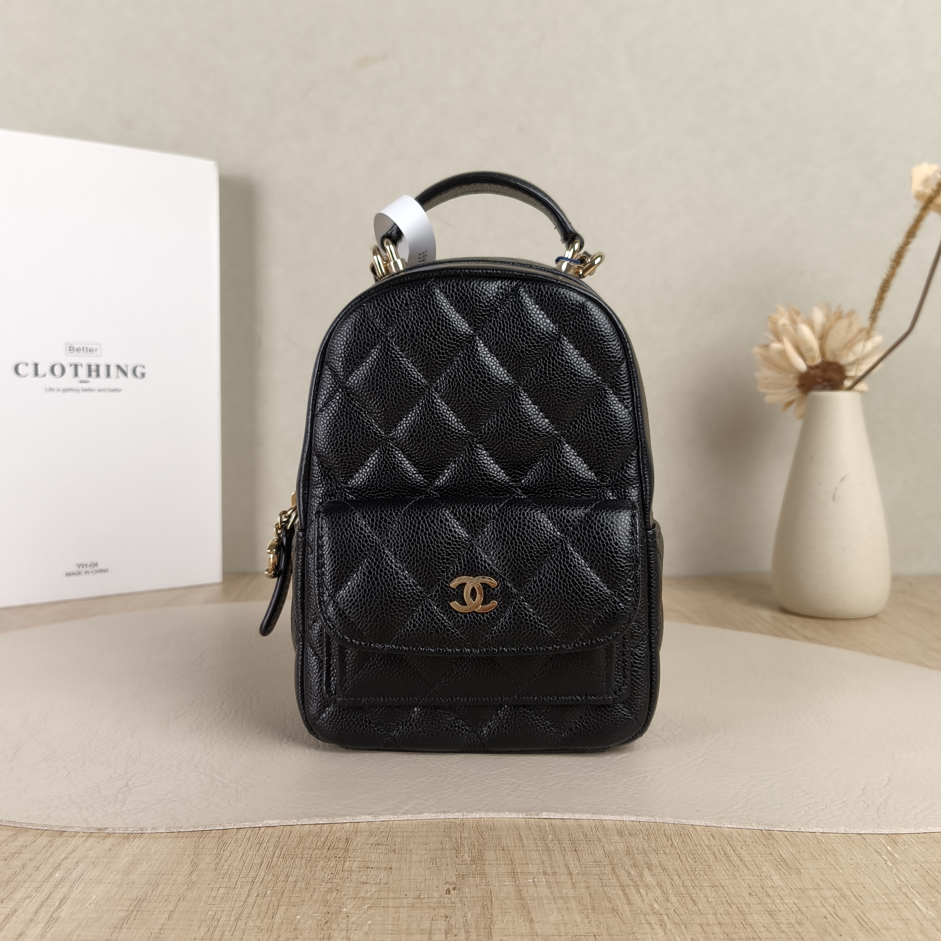 Chanel Backpack mini Backpack Collection Black Grained Calfskin One Size13 × 9 × 18 cm