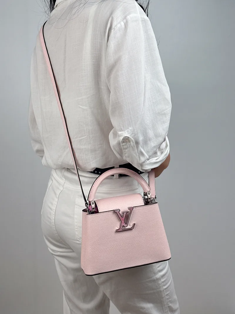 Louis Vuitton Shoulder Bag Capucines Pink Mini 21 × 8 × 14 cm — on-model view 1 of 2