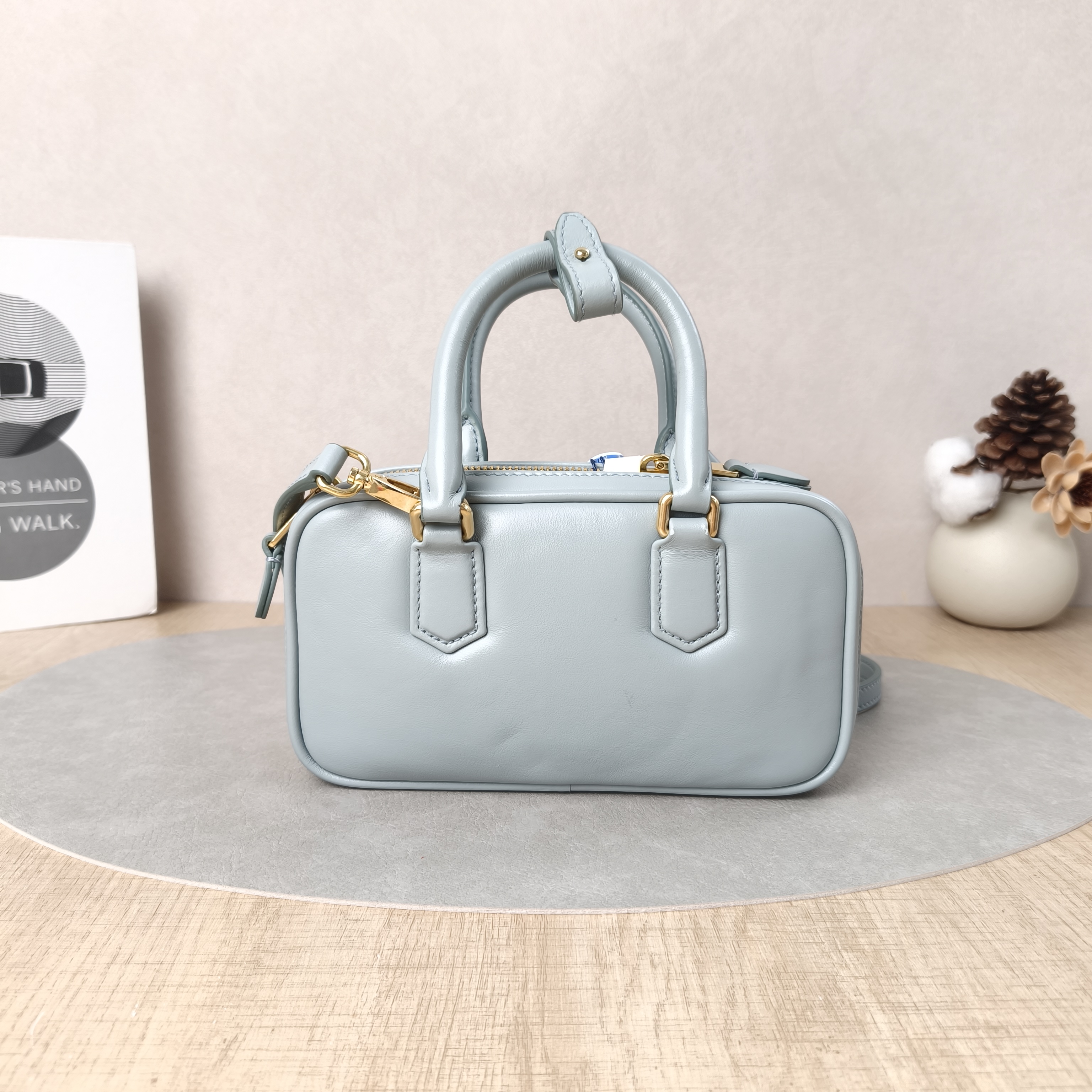 Miumiu Top Handle Bag Arcadie Collection Bowling Bag Blue Calfskinmini19 × 5 × 10 cm — cover view 3 of 6