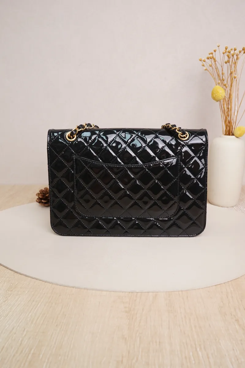 Chanel 25b Shoulder Crossbody Bag Black Patent Leather Microchip Edition · Dust Bag · 25 × 6 × 17 cm — cover view 7 of 7