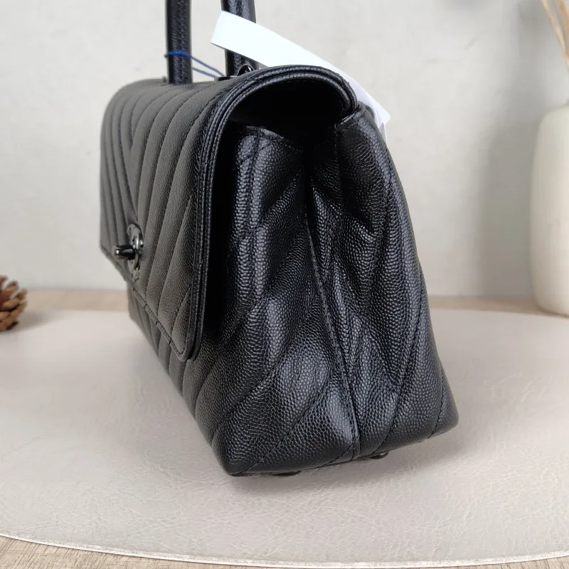 Chanel Top Handle Bag Coco Handle​ v Black Grained Calfskin Small 24 × 10 × 14 cm — detail view 9 of 14