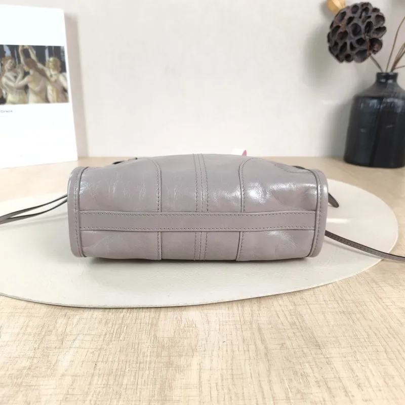 PRADA Shoulder Bag Bonnie Shoulder Bag Grey Waxed Leather Calfskin Mini 19.5 × 7 × 20 cm — cover view 3 of 6