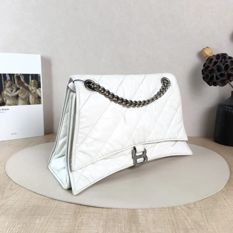 BALENCIAGA Shoulder Bag CRUSH Chain Bag White Calfskin Medium 32 × 10 × 20 cm — cover view 5 of 5