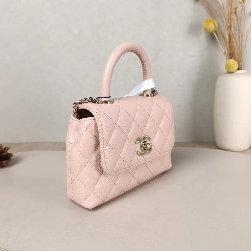 Chanel Top Handle Bag Coco Handle​ Pink Grained Calfskin Mini 14.5 × 5.5 × 11.5 cm — cover view 4 of 5