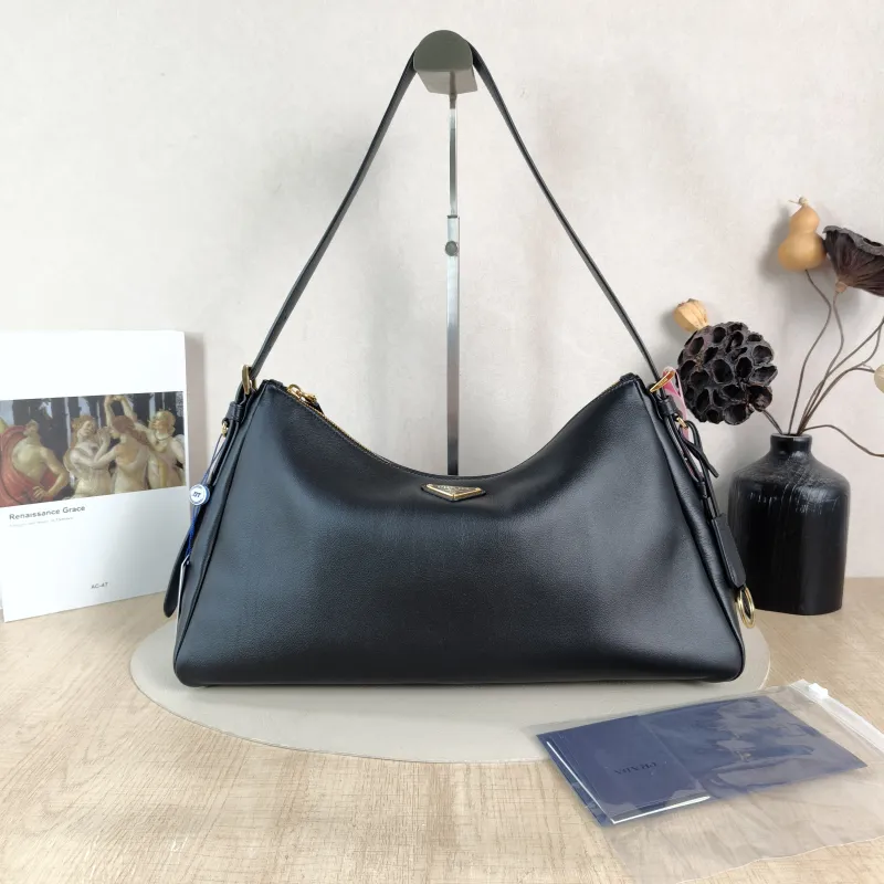 PRADA Shoulder Bag Aimée Black Calfskin One Size 38 × 11 × 22 cm — cover view 3 of 6