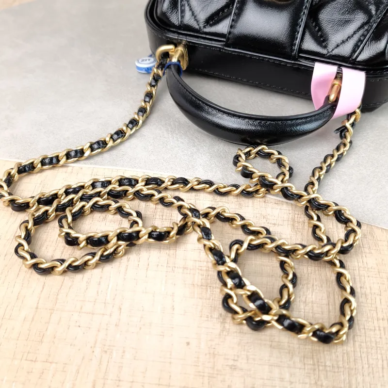 Chanel Crossbody Bag 24a Black Lambskin Mini 18 × 7 × 12 cm — detail view 8 of 12