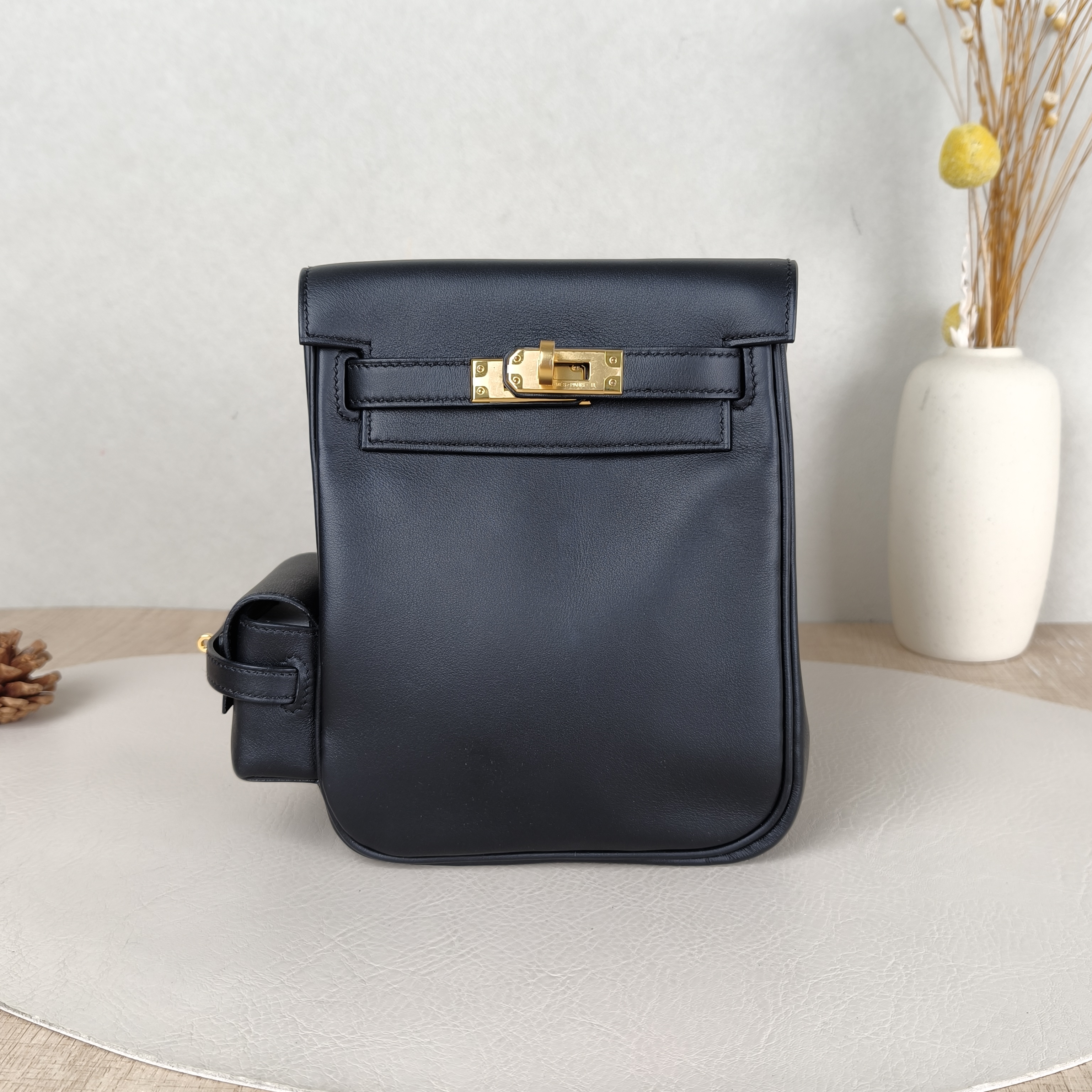 Hermès Backpackkelly jump Backpack Black Swift Calfskin One Size15 × 6 × 17 cm