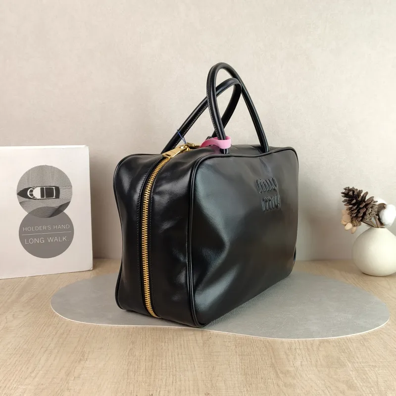 Miumiu Top Handle Bag Beau Black Calfskin Large 34 × 10 × 23 cm — cover view 4 of 6
