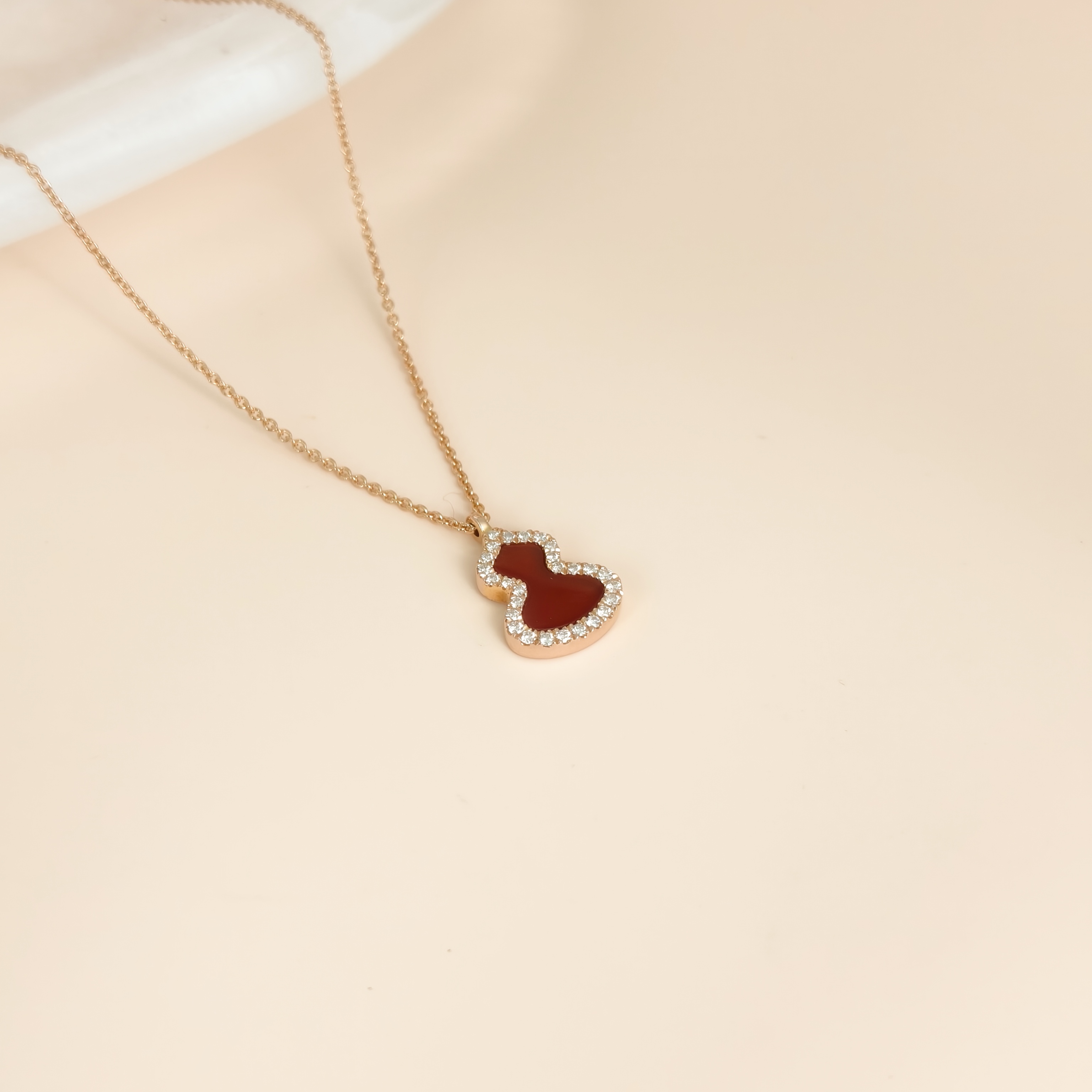 Qeelin Necklace Wulu Collection Necklace Red Agate Diamond18KR ose Gold 40cm Pendant1.8cm — cover view 5 of 9