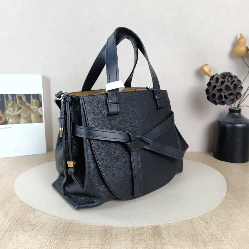 LOEWE Crossbody Baggate handbag Top Handle Bag Black Calfskin Small30 × 12 × 23.5 cm — cover view 5 of 5