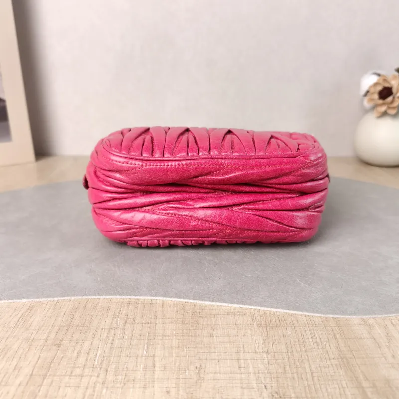Miumiu Shoulder Bag Camera Bag Red Waxed Leather 16 × 6 × 10 cm — cover view 5 of 6
