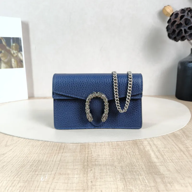 GUCCI Crossbody Bag Dionysus Navy Calfskinmini16.5 × 4.5 × 10 cm