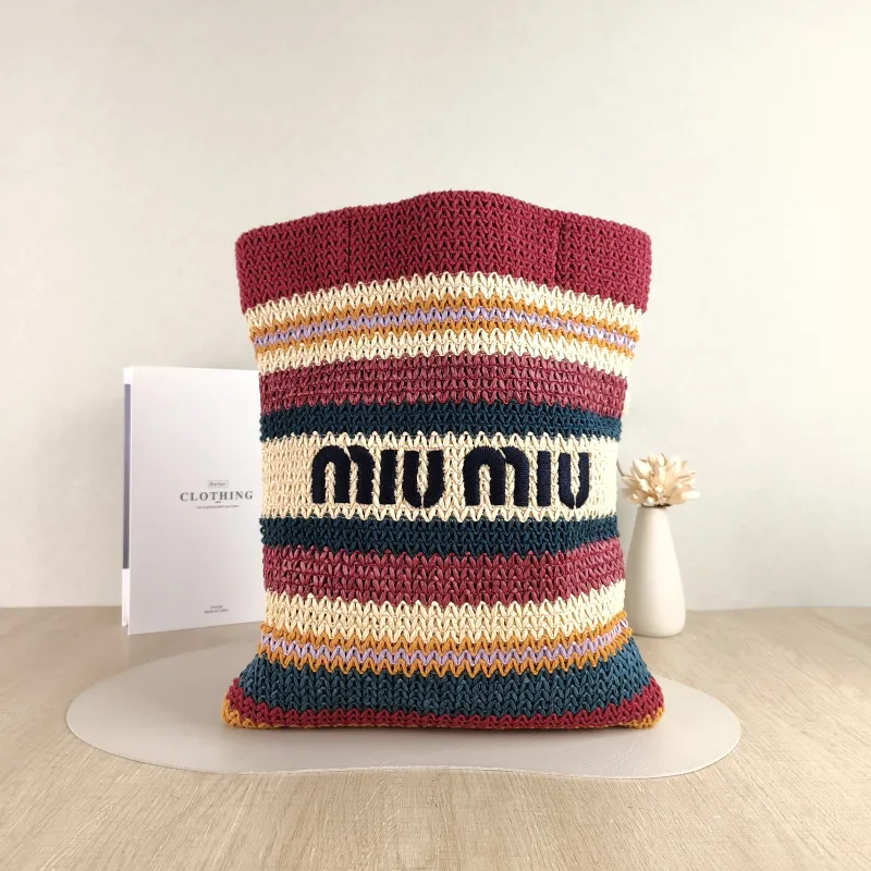 Miumiu Shoulder Bag Raffia Woven One Size 31*38