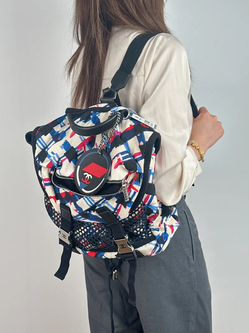 Chanel Backpack Backpack Colorblock Nylon One Size 30 × 15 × 35 cm 22 — on-model view 2 of 2