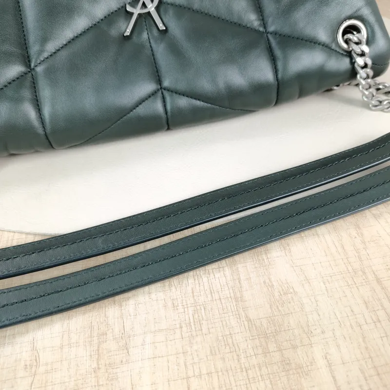 SAINT LAURENT Shoulder Bag PUFFER Green SL ambskin 32 × 13 × 22 cm Conditioned — detail view 3 of 11