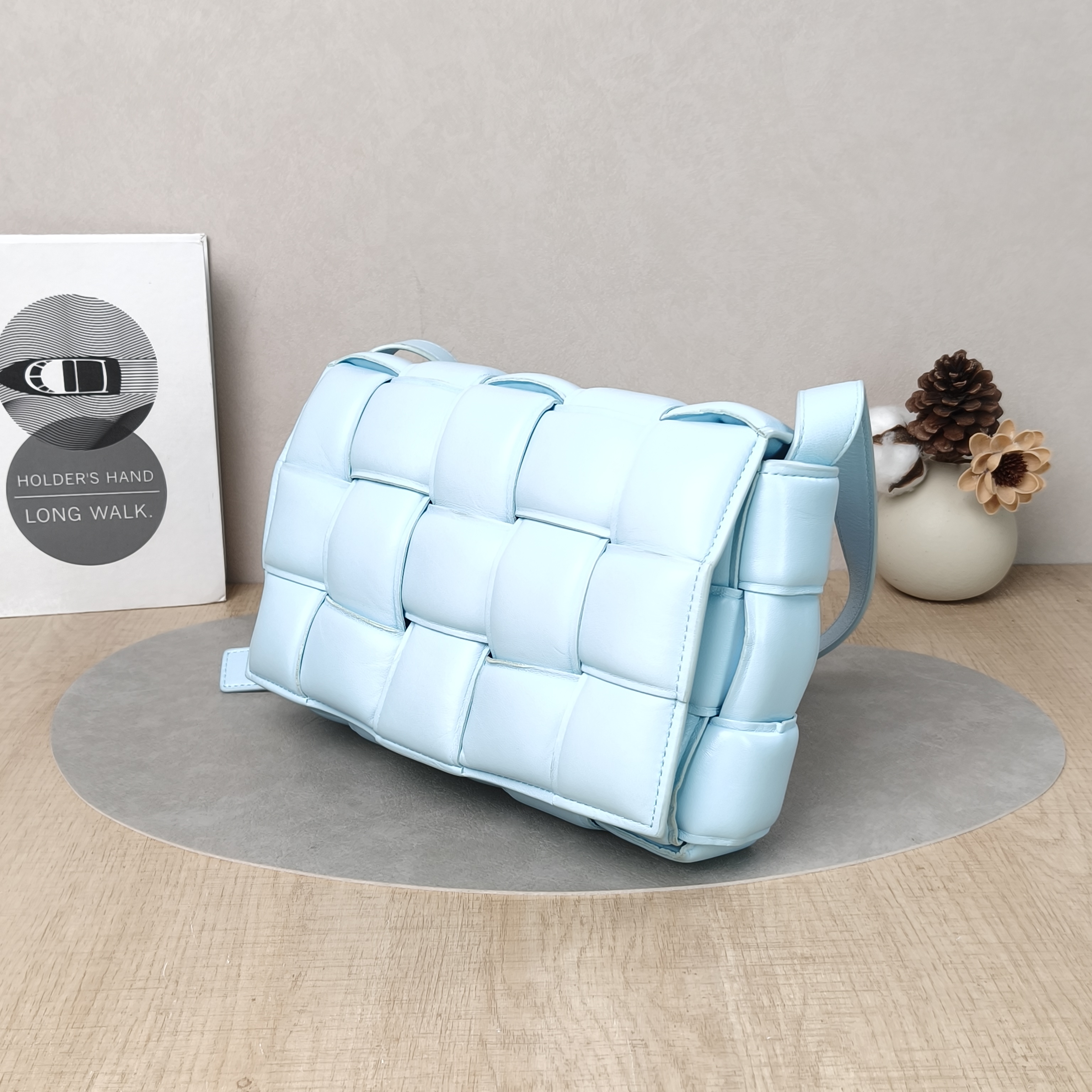 Bottega Veneta Crossbody Bag Padded Cassette Woven Blue Lambskin Medium26 × 8 × 18 cm — cover view 5 of 5