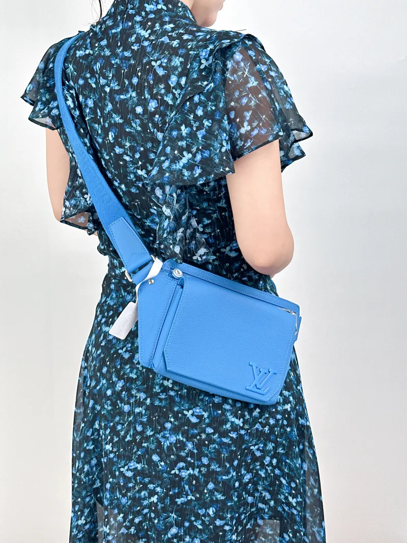 Louis Vuitton Belt Bag Takeoff Sling Belt Bag Blue Calfskin One Size30 × 3 × 16 cm — on-model view 1 of 2