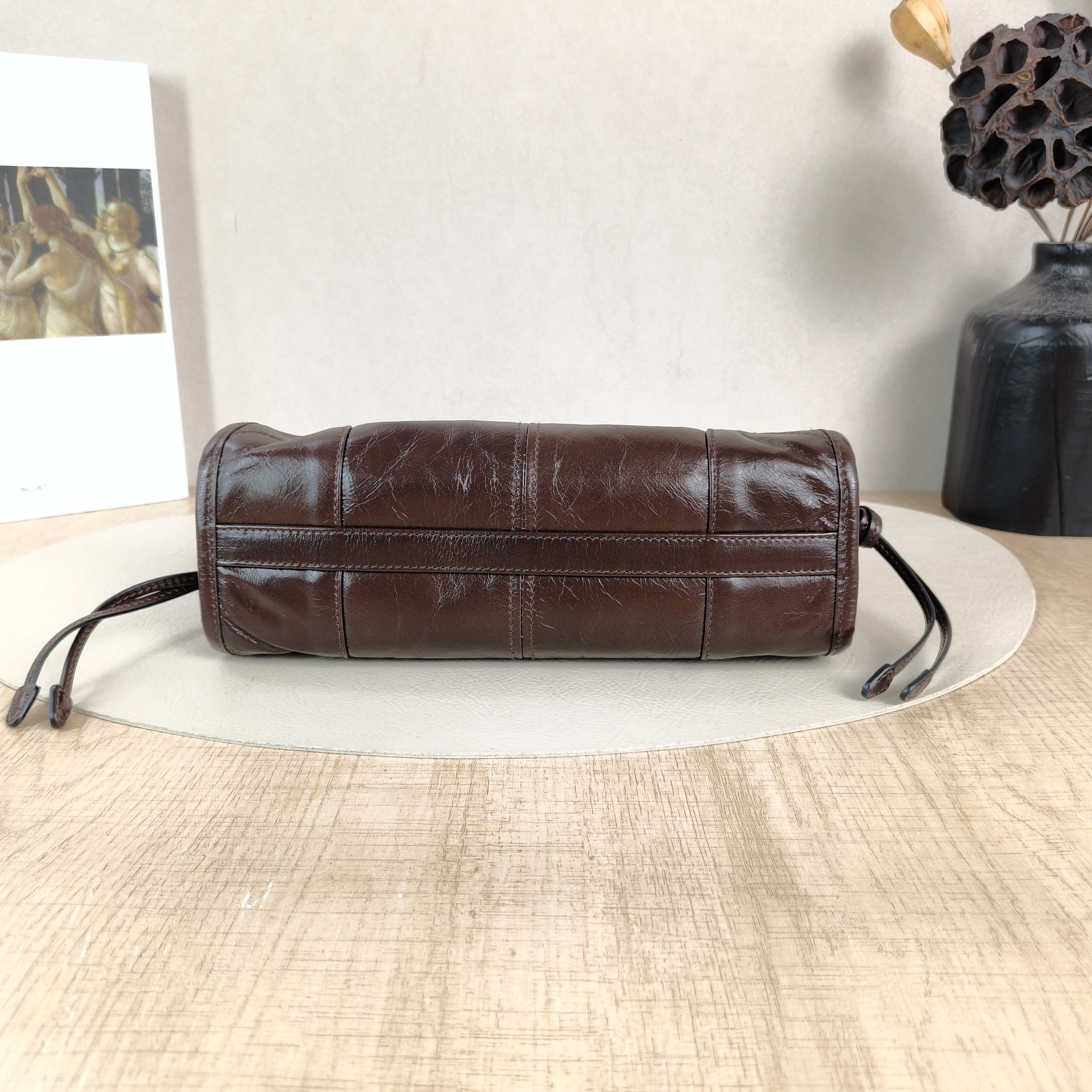 PRADA Top Handle Bag Bonnie Soft Lux Waxed Leather Calfskinmini23.5 × 9 × 12 cm — cover view 5 of 6