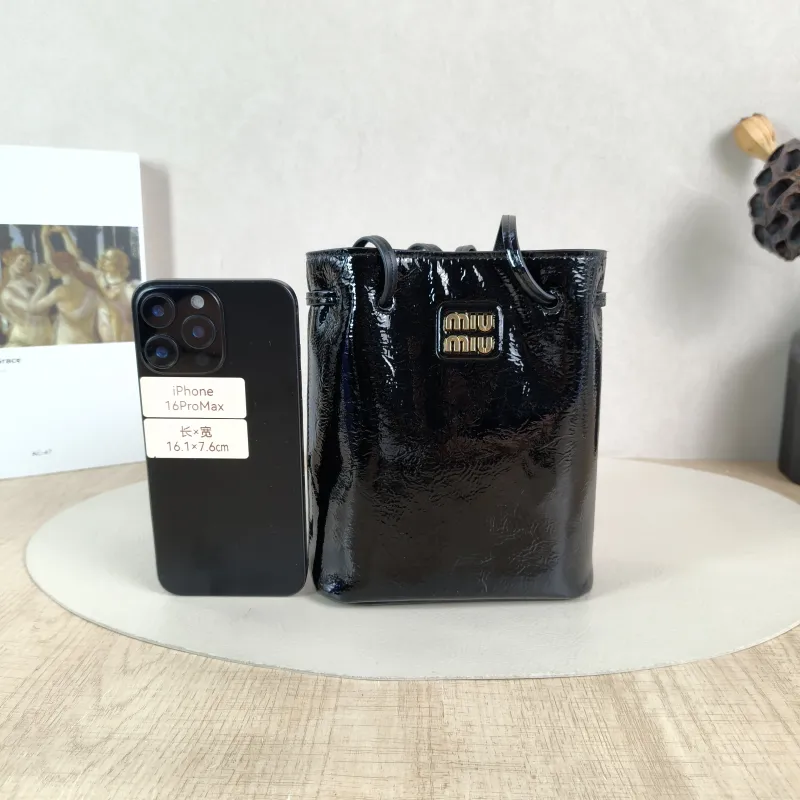 Miumiu Crossbody Bag logo Black Waxed Leather One Size 14 × 6 × 17.5 cm — cover view 5 of 6