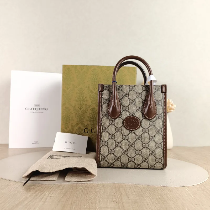 GUCCI Crossbody Bag GG Retro Collection Tote Bag Brown PVC Mini 16 × 7 × 20 cm — cover view 5 of 6