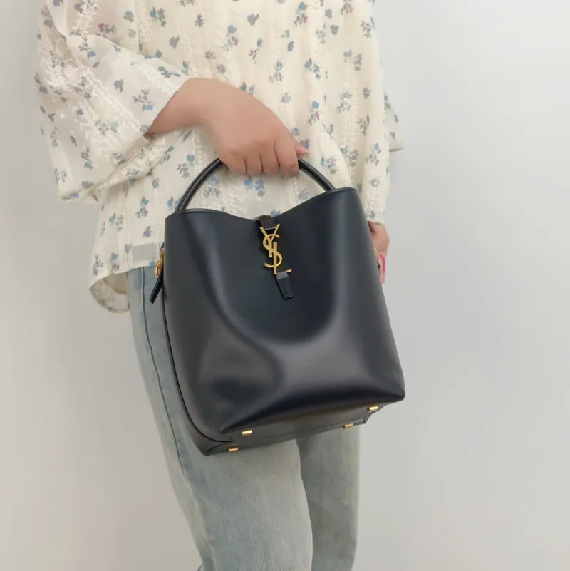 SAINT LAURENT Shoulder Bag LE 37 Black Calfskin Medium20 × 16 × 25 cm — on-model view 2 of 2