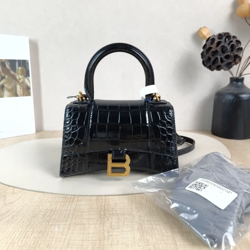 BALENCIAGA Crossbody Bag Hourglass Hourglass Bag Black CC alfskin Mini 19 × 8 × 13 cm — cover view 2 of 6