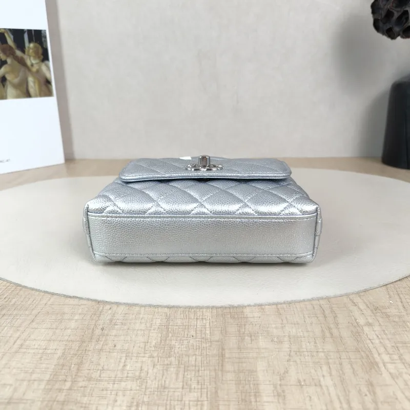 Chanel Crossbody Bag Coco Handle​Silver Grained Calfskin Mini14.5 × 5.5 × 11.5 cm — cover view 3 of 5