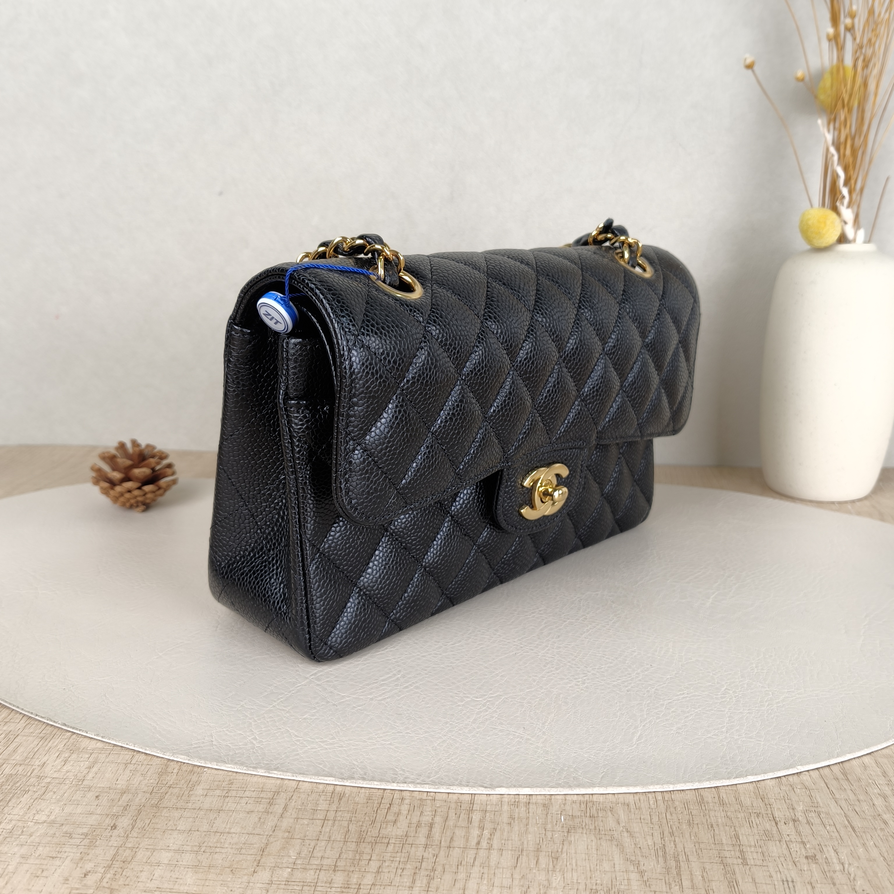 Chanel Crossbody Bag Classic Flap CF Black Grained Calfskin Small23 × 6 × 14.5 cm — cover view 3 of 6