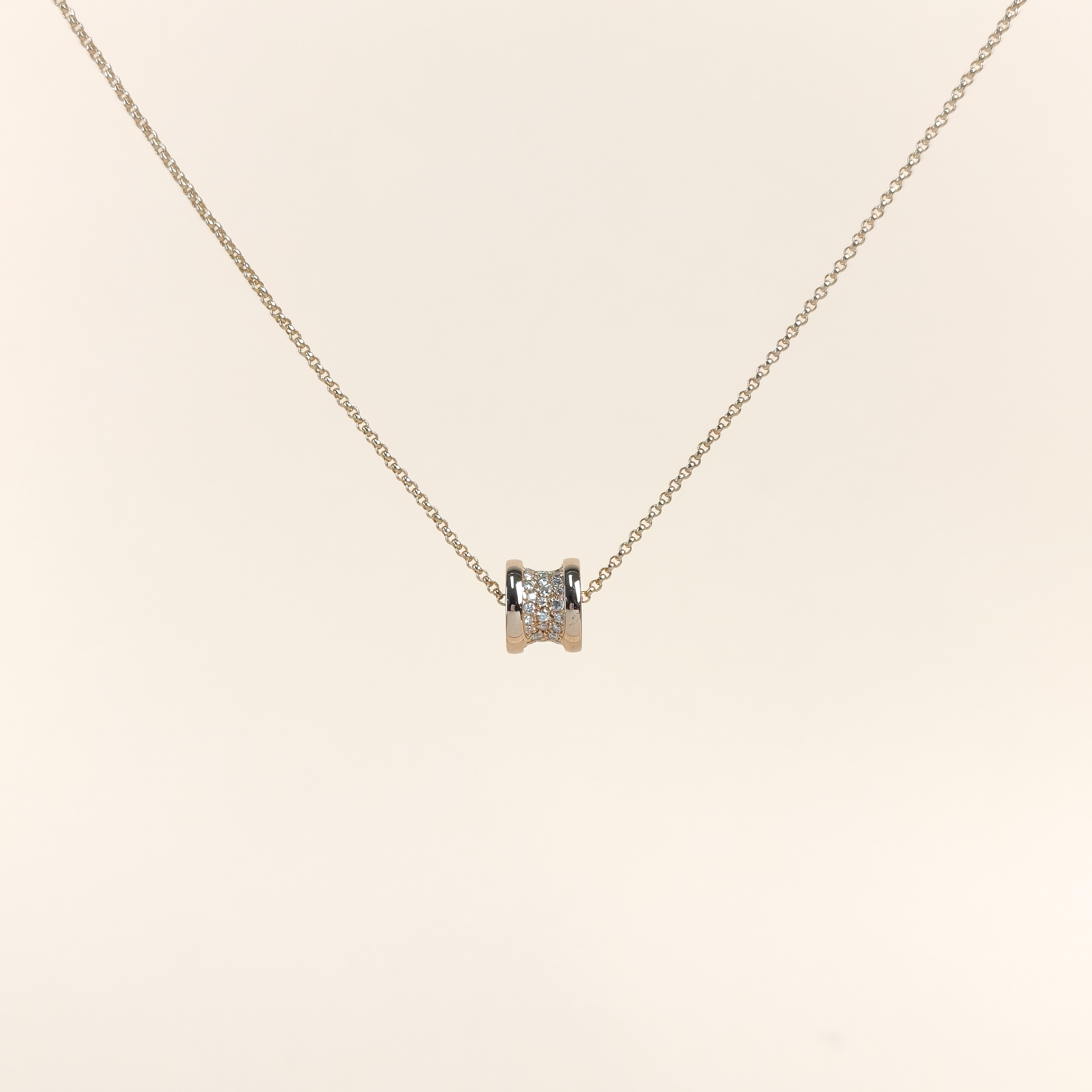 Bvlgari Necklace B.zero1Rose Gold Diamond18KR ose Gold One Size Pendant 0.8cm*38-43