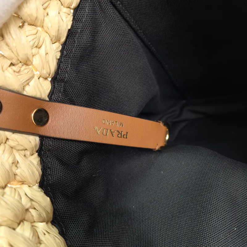 PRADA Shoulder Bag Bucket Bag Brown Woven One Size27 × 14 × 25 cm — detail view 10 of 13