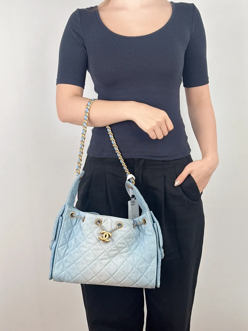 Chanel Shoulder Bag 25Bag Blue Small 26 × 14 × 30 cm — on-model view 1 of 2