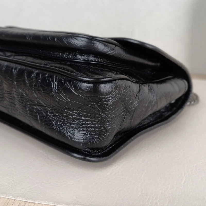 SAINT LAURENT Crossbody Bag Niki Black Waxed Leather Calfskin Small 21 × 7.5 × 16 cm — detail view 6 of 12