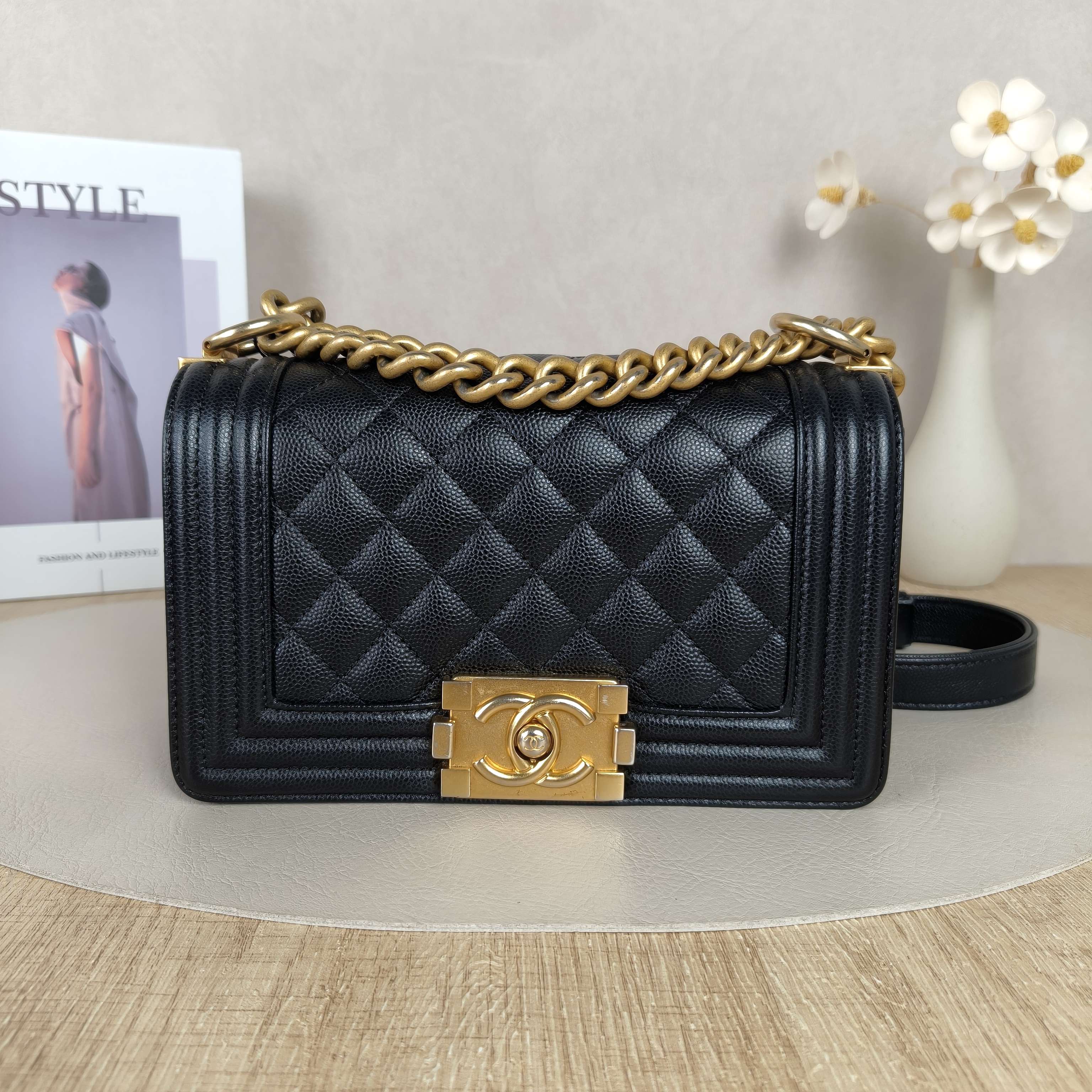 Chanel leboy Chain Bag Small Black with Gold-Tone Hardware Calfskin Microchip Edition · · 20.5 × 8.5 × 12 cm