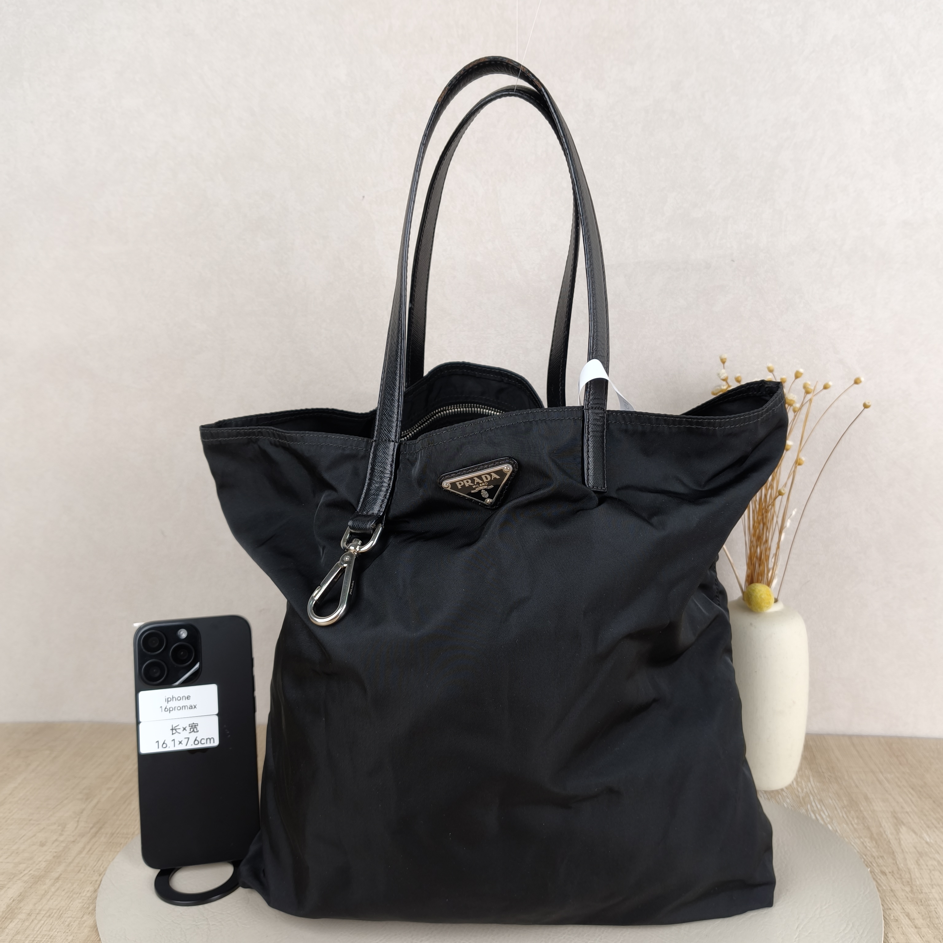 PRADA Top Handle Bag Tote Bag Black Nylon One Size33 × 9 × 36 cm — cover view 8 of 9