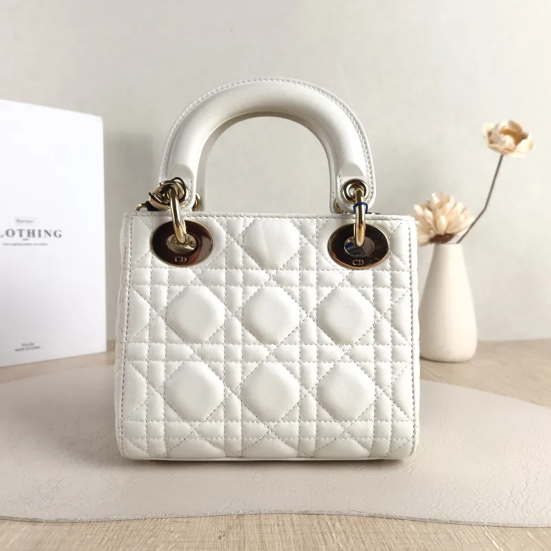 DIOR Crossbody Bag Lady Lady Dior Bag White Lambskin Mini 17 × 7 × 15 cm — cover view 6 of 6