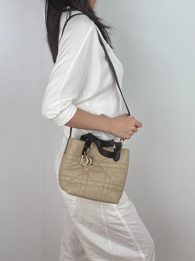 DIOR Top Handle Bag TOUJOURS Edition · Black Calfskin Small 18.5 × 12 × 18.5 cm — on-model view 1 of 3
