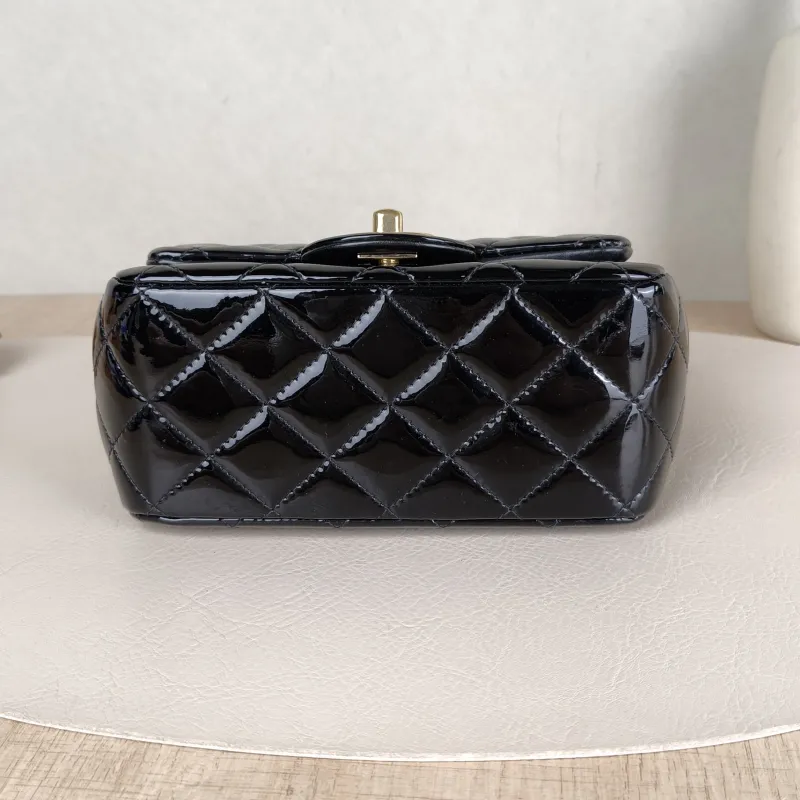 Chanel Crossbody Bag Classic Flap Mini CF Mini Black with Gold-Tone Hardware Patent Leathermini17 × 8 × 13.5 cm — cover view 3 of 5