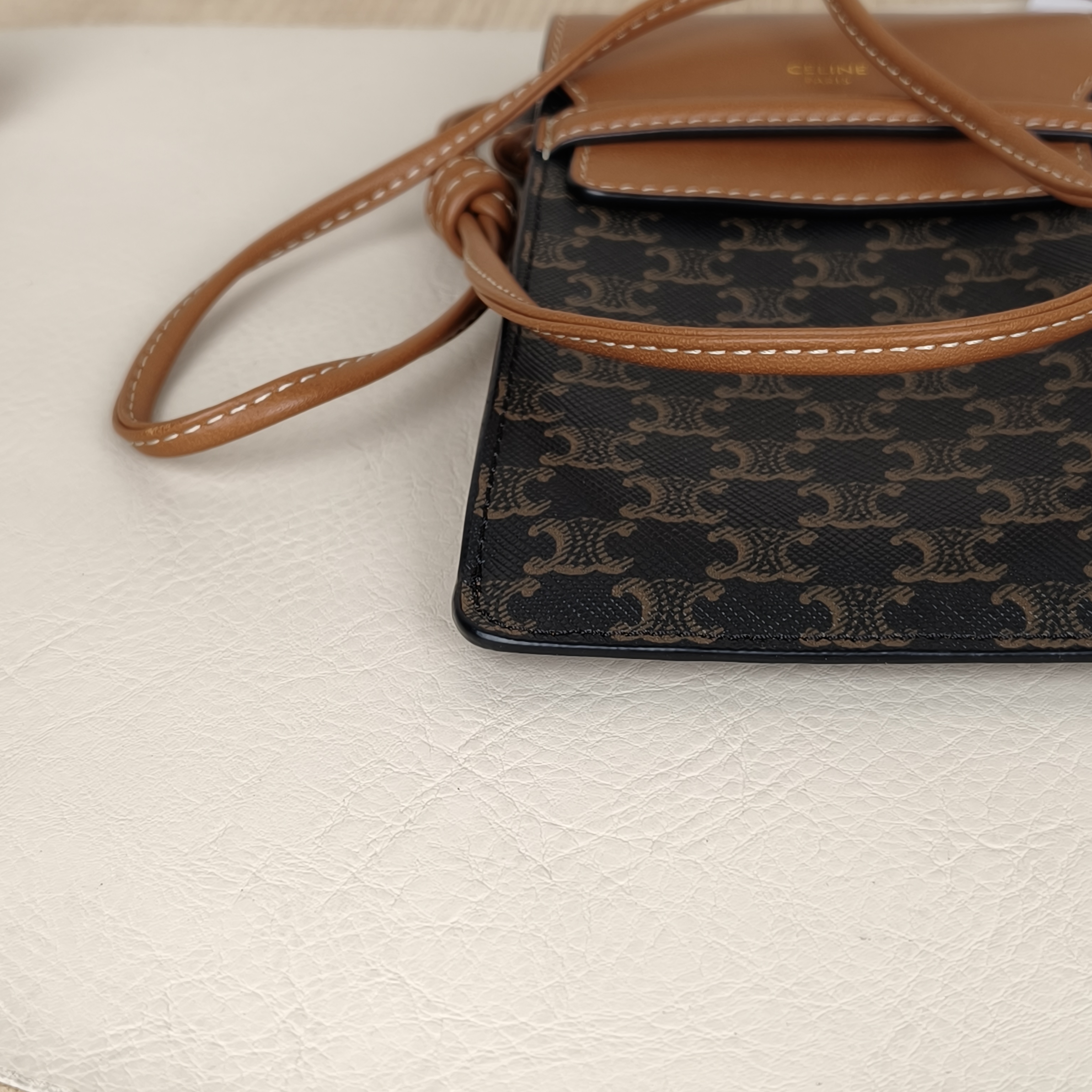 CELINE Crossbody Bag Triomphe Monogram PV Cmini10 × 2 × 18 cm — cover view 4 of 9