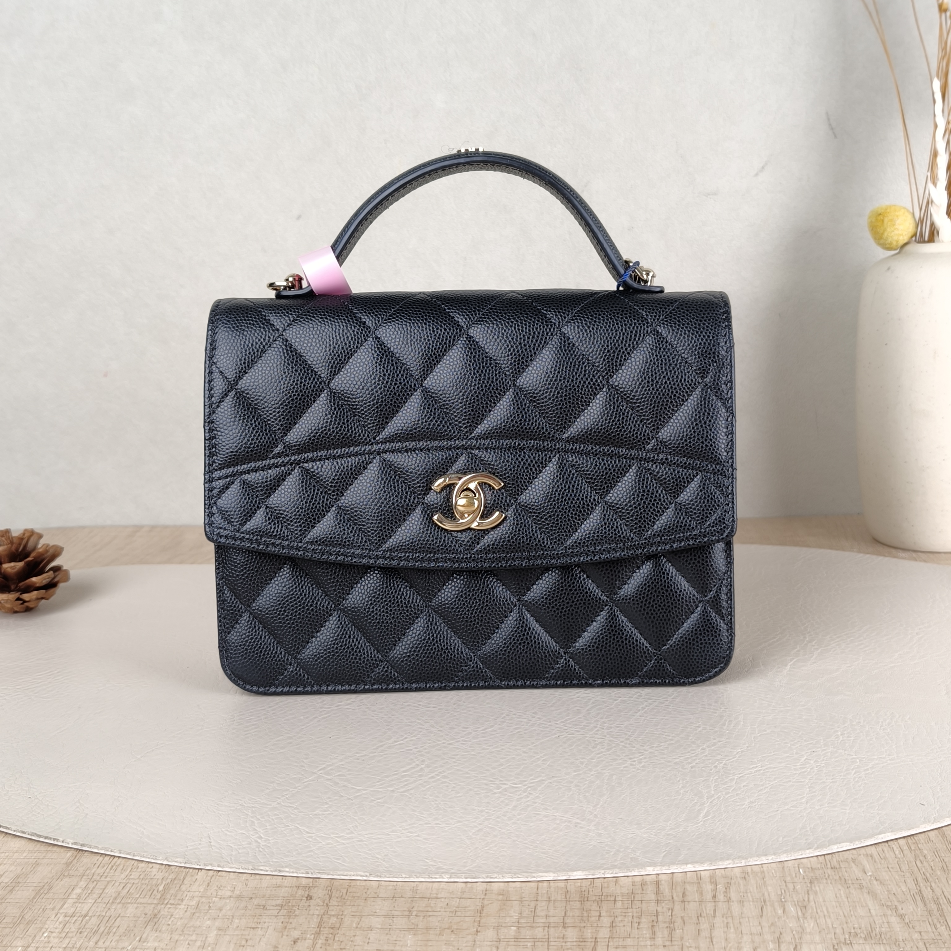 Chanel Backpack Backpack Black Grained Calfskin One Size18.2 × 5 × 14 cm